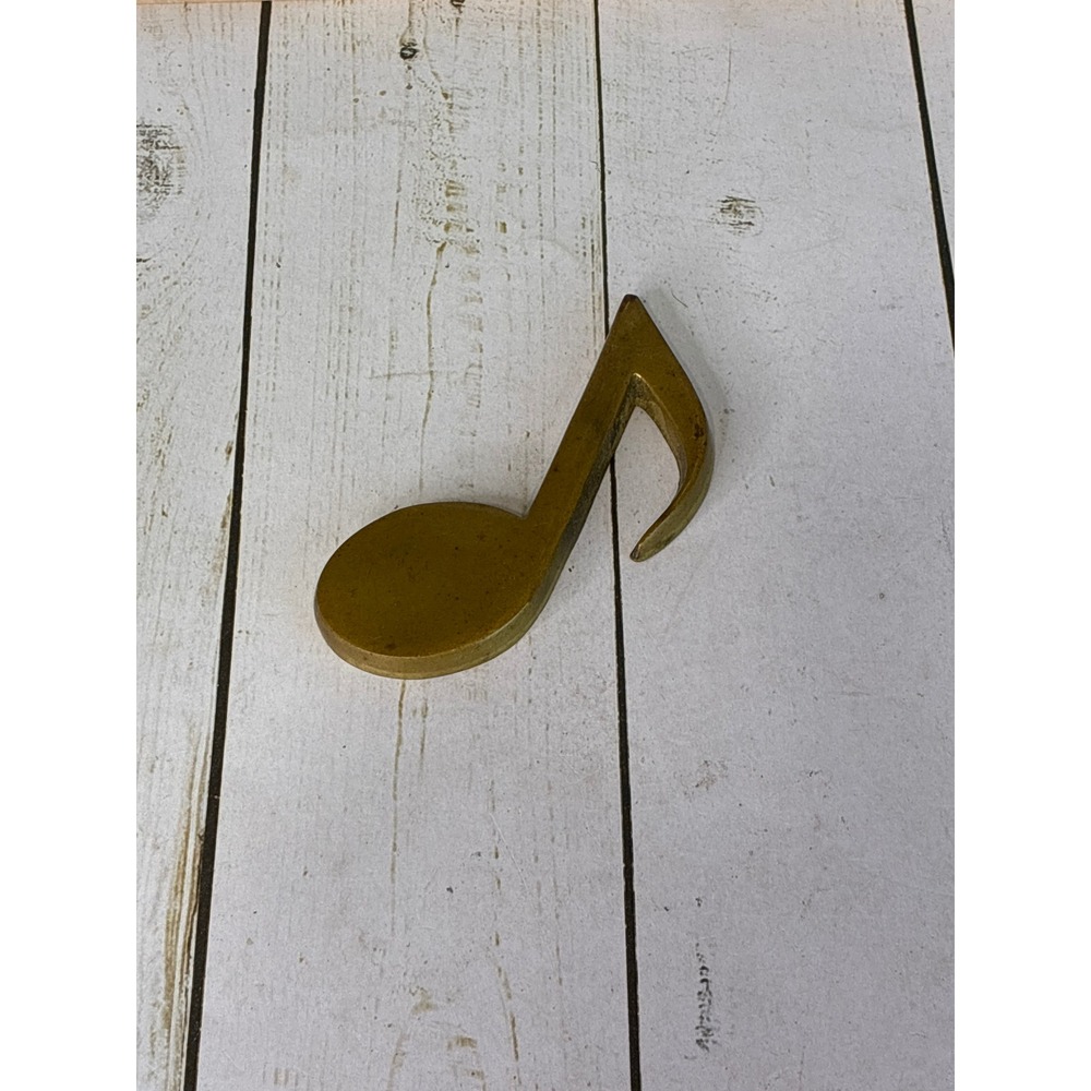 Vintage Solid Brass Music Note Paperweight Eighth Note Musician Gift Gold - Picture 3 of 6